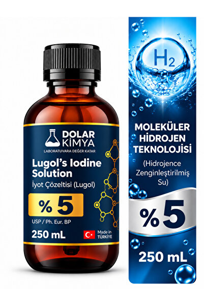 Dolar Kimya Lügol Çözeltisi %5 | 250 mL | Cam Şişe (Pharma Grade Lugol,iyot,L...