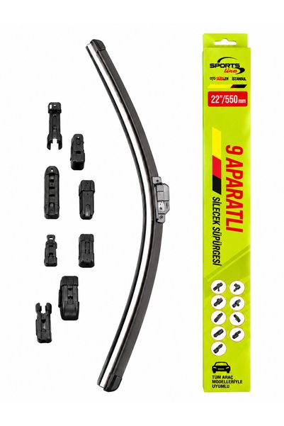 OTO SÜSLEN İSTANBUL Sport’s Line 9 Aparatlı Muz Silecek Süpürgesi 22” 550 mm Universal Oto Cam Sileceği