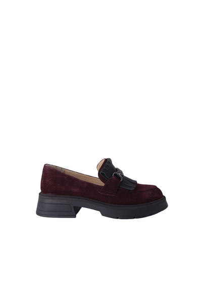 DİSPARİTA 257003 Genuine Leather Loafer Women's Shoes with Buckle Ruffles