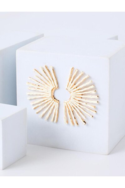 Jimmy Key Gold Color Wicker Textured Fan Earrings