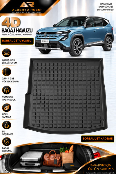 Ar Alberto Rossi Renault Boreal 2026+ 4d Araca Özel ( Üst Kısım ) Bagaj Havuzu