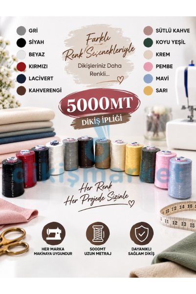 dm dikişmarket OLTALI 120no dikiş ipi makina ipi 5000mt 12 adet ip 120no