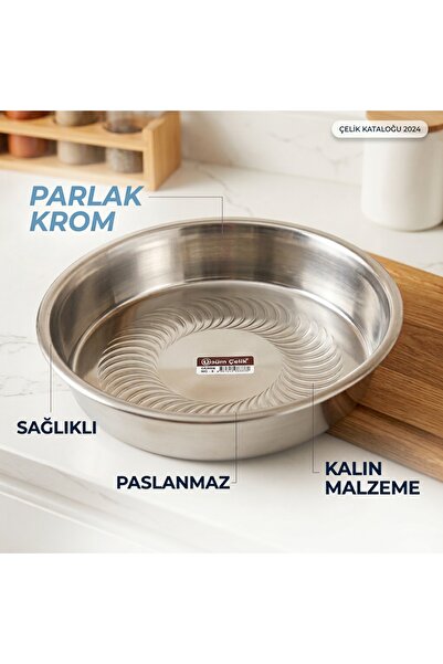 KAPLANBABA Paslanmaz Krom Leğen 40 cm - 8 Numara / Hamur Leğeni / Salça Leğen...