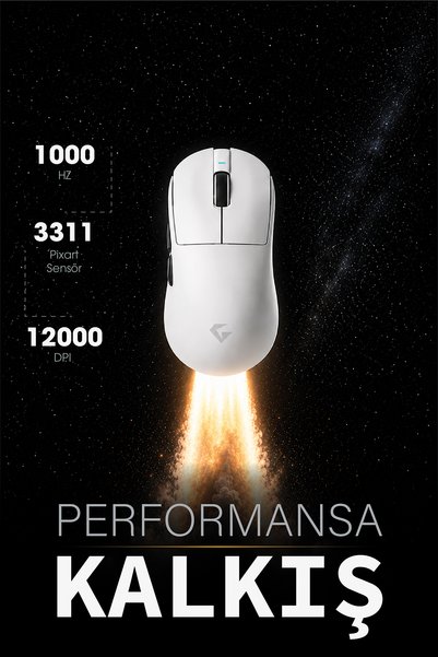 gameagle Iceberg Pixart3311 Şarjlı RGB 55gr 12800DPI [2.4Ghz-Bluetooth-Kablolu] Kablosuz Mouse Oyuncu Mouse
