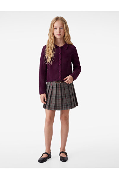 Koton Buttoned Knitted Patterned Long Sleeve Knitwear Cardigan