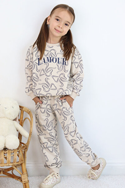 Breeze Girl's Tracksuit Set with Bow Pattern and Lacing Accessories, Ages 4-8...