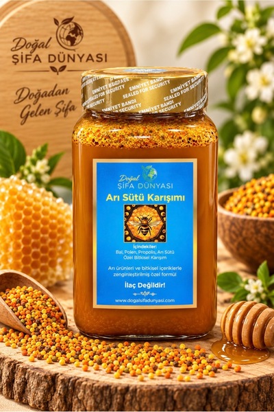 DogalSifaDünyası Arı Sütü Karışımı 900 gr Bal Polen Arı Sütü Propolis Karışımı