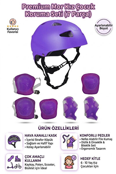 Genel Markalar 7'li Full Koruma Seti (6-10 Yaş Arası İçin Uygundur) - Kask, D...
