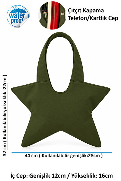 tuttobene STAR BAG Yıldız Çanta Çıtçıtlı İç Cepli Özel Tasarım Omuz Çantası S...