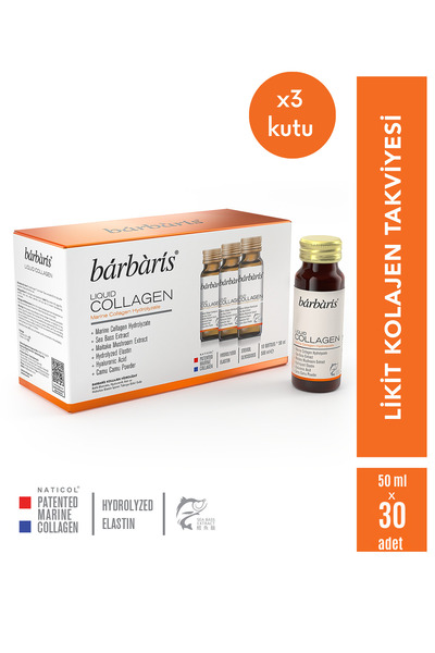 Barbaris Liquid Collagen (Balık Kolajeni Tip1-3) - 6'lı Paket (50ml x 60 adet...