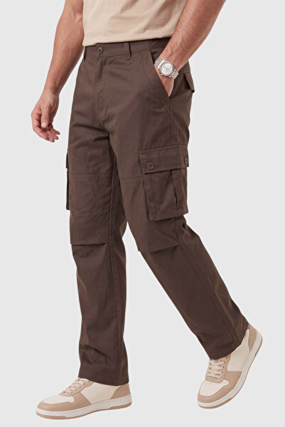 DeepSEA Toprak Geniş Kesim Gabardin Kargo Pantolon – Likralı Outdoor Stil Çok Cepli Erkek Pantolon 1705421