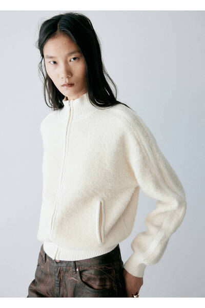 MANGO Woman Fermuarlı bouclé ceket