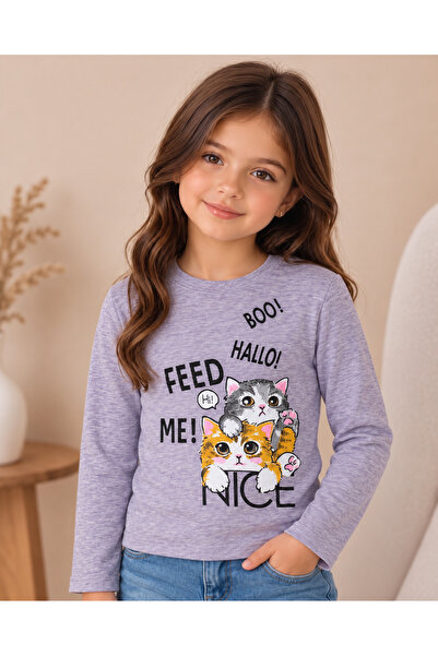KAMİKAM Cotton Long Sleeve Girl's T-Shirt
