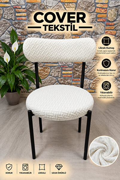 COVER TEKSTİL Teddy Sandalye kılıfı Mutfak Salon Cafe Restaurant Sandalyesi k...