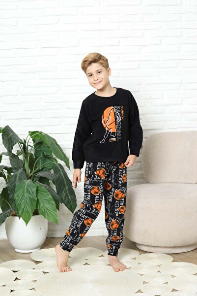 Mutlu City Yeni Stil Sonbahar/Kış Erkek Çocuk Basketball Desenli Polar Pijama...