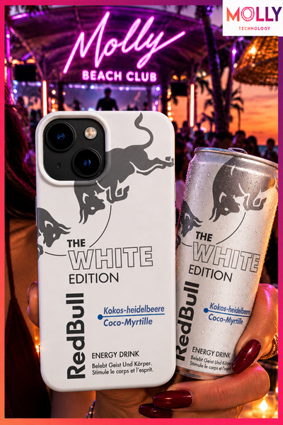 Molly iPhone 13/14 İçin Beyaz Redbull The White Edition Desenli İçi Kadife Si...