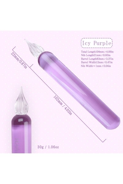 Choice3 Purple SeamiArt 1pc Short Handle Lovely Glass Dip Pen for Calligraphy...