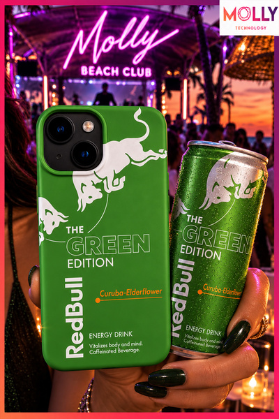 Molly iPhone 13/14 İçin Fıstık Yeşili Redbull The Green Edition Desenli İçi K...