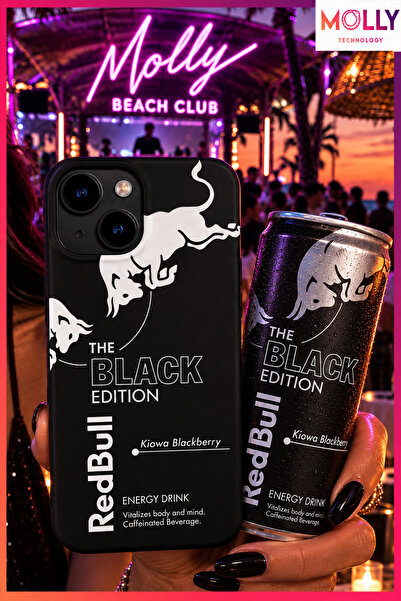 Molly iPhone 13/14 İçin Siyah Redbull The Black Edition Desenli İçi Kadife Si...