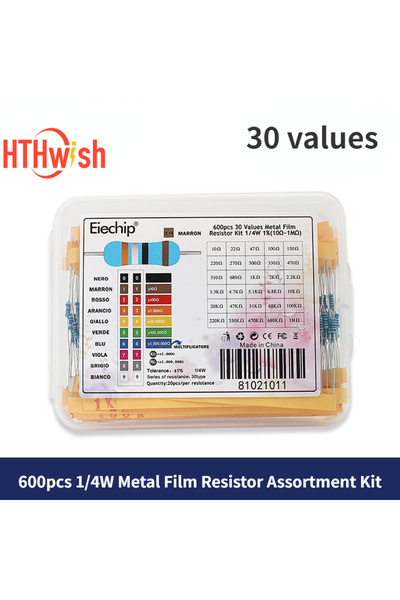 Choice1 600PCS Kit with box 300/600PCS 30Values 1/4W Metal Film Resistor Kit ...