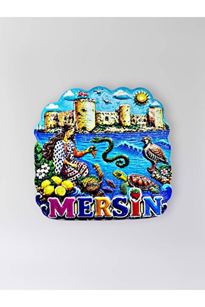Mundy MERSİN Polyester Kabartmalı Magnet 7 x 6,5 cm Dekoratif Hediyelik Buzdo...