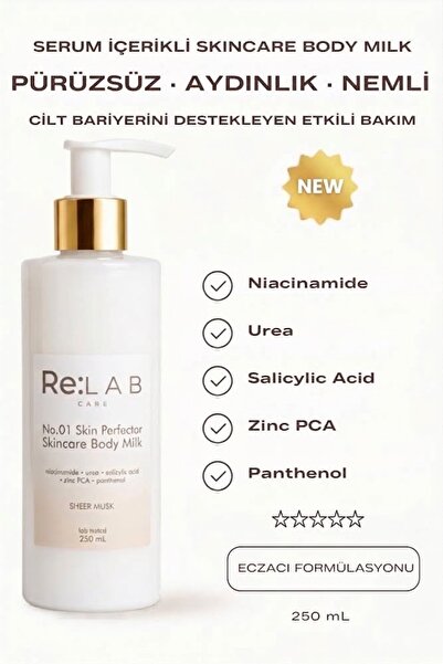 ReLAB Care Serum etkili Pürüzsüzleştirici, Aydınlatıcı, Nemlendirici Body Mil...