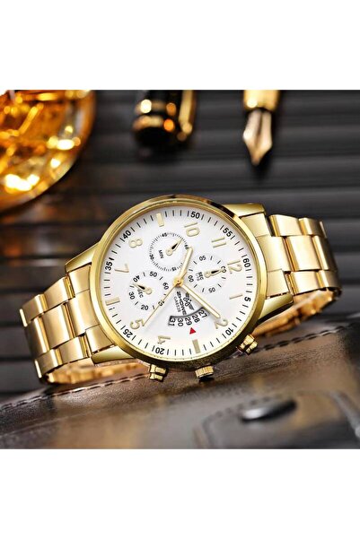 Choice Gold White Luxury Men Business Watches Fashion Calendar Quartz Watch M...