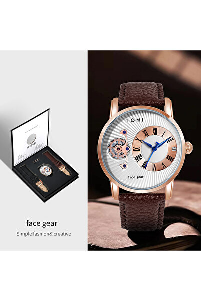 Choice Brown Rose Gold TOMI Classic Minimalist Men's Watch Gift Set Luxury Bu...