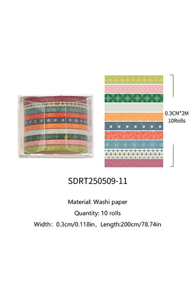 Choice3 SDRT250509-11 10 Rolls/Set Skinnny Washi Tape Masking Tape DIY Scrapb...