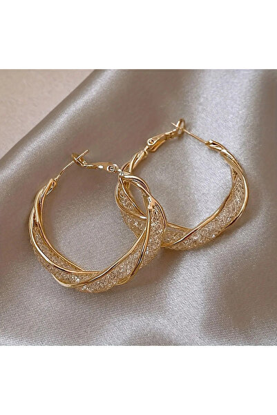 Choice Golden 2 Exaggerate Shiny Mesh Design Hoop Earrings Iron Jewelry Rhine...