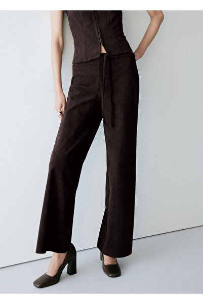 MANGO Woman Bağcıklı kadife pantolon
