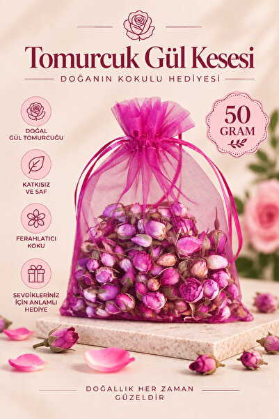 Rosess Tomurcuk Gül Kurusu Kese 50 g – Hediyelik & Aromatik & Zarif Paketleme