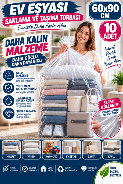 erfa plastik ambalaj 1984'den beri KALIN Naylon Torba 60x90 Cm Çeyiz Yastık B...