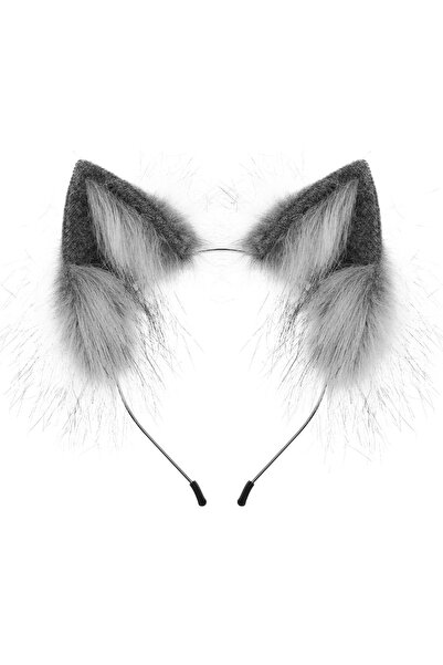 Choice15 Darkgray Handmade Faux Fur Animal Ears Headband Furry Cat Fox Ear Ha...