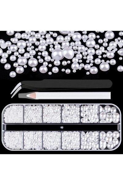 Choice1 1 Box White 2700 Pcs Flat Back Pearls Kits, 1 Box of Flatback White+1...