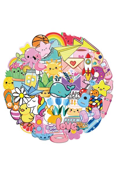 Choice1 50PCS 50/100PCS Small Fresh Cute Cartoon Stickers Children's Statione...