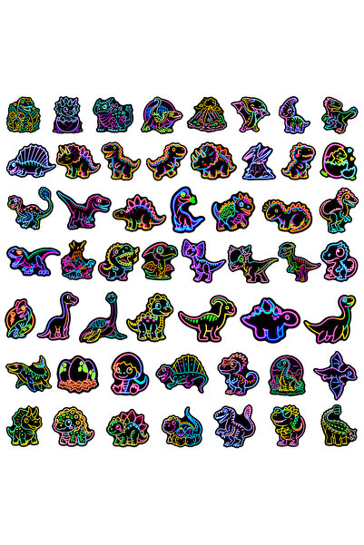 Choice AX2-100PCS 50/100PCS Q Edition Neon Dinosaur Graffiti Stickers Phone H...