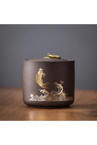 Choice1 A-1PCS New Ceramic Red Porcelain Tea Jar Creative Sealed Storage Tank...