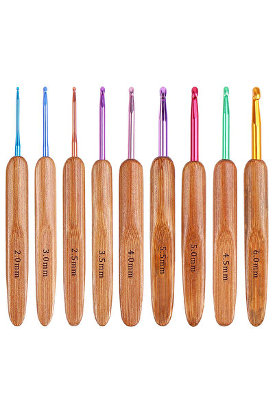 Choice 9Pcs Bamboo Knitting Needles Set Crochet Hooks 2-6mm Crochet for Weave...