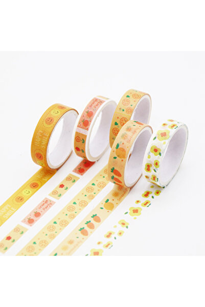 choice2 Retro Yellow 5 PCS Kawaii Washi Tapes Set Scrapbooking Stickers Suppl...