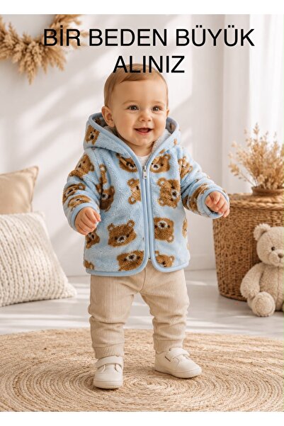 ULTİMA BABY Bebek Kapüşonlu Welsoft Ayıcıklı Hırka(BİR BEDEN BÜYÜK ALINIZ