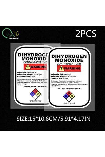Choice 15x10.6cm C687A2 2pcs Hydrogen monoxide stickers for living room cute ...