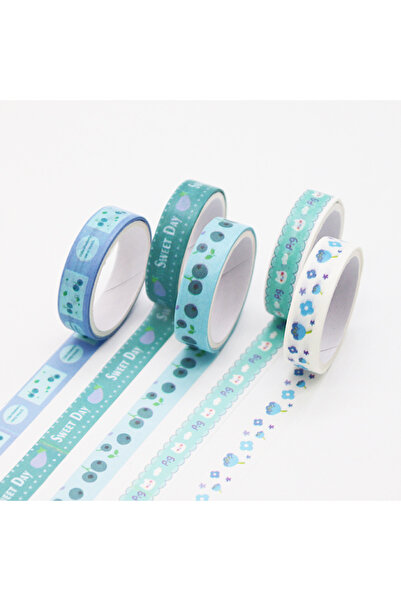 Choice1 Retro Blue 5 PCS Kawaii Washi Tapes Set Scrapbooking Stickers Supplie...