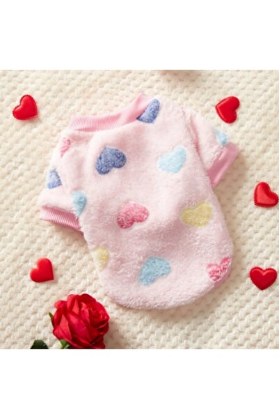Choice13 S Pink Cute Heart Print Flannel Dog Vest Soft Puppy Coat Yorkshire P...