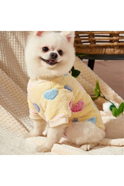 Choice8 M YELLOW Cute Heart Print Flannel Dog Vest Soft Puppy Coat Yorkshire ...
