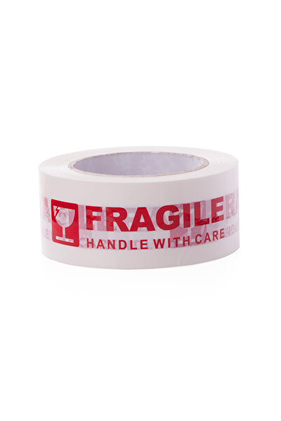 Choice 50mm 1mm 100M fragilewithcup 1 Roll White and Red Fragile Packing Tape...