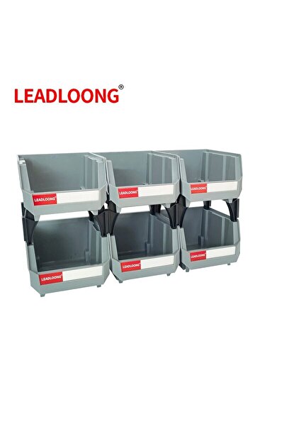 Choice 6pack LEADLOONG Parts Bin 6/24pcs 13.5x10.5x7.6cm/5x4*3inch Gray Stack...