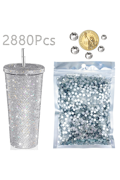 Choice11 1440Pcs SS12 WHITE 2880Pcs Flat Rhinestones Bulk Transparent Rhinest...