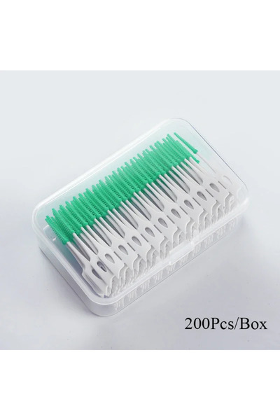 Choice3 green 200Pcs Silicone 200 Units InterdentalBrushes Dental Toothpicks ...