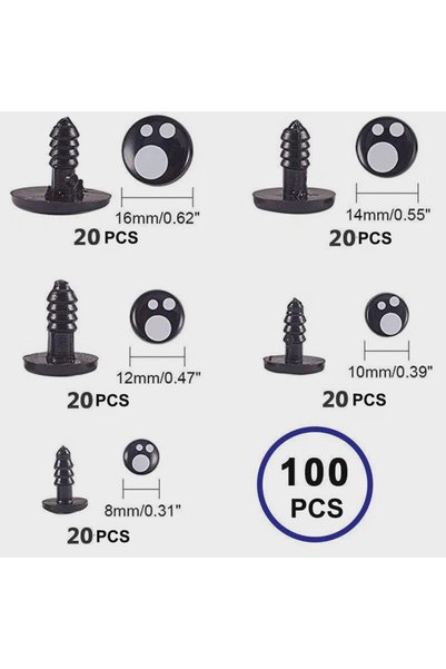 Choice 100 قطعة 100 قطعة/صندوق 8-16 مم عيون دمية عيون أمان كرتونية لعيون دمية...